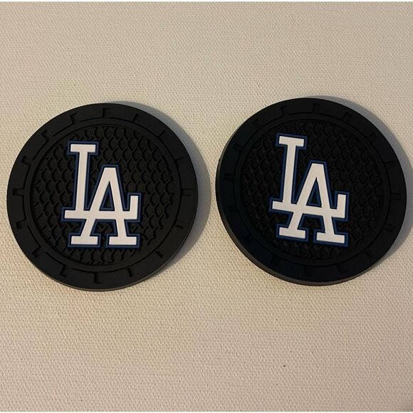 MLB Los Angeles Dodgers car cup Coasters in black Set of 2 NWT - Picture 3 of 6
